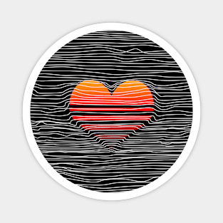 Sunset Heart and Slow Waves Magnet